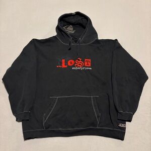 Lost Enterprises Hoodie Size XL Black Embroidered Logo Skateboard Grunge Y2K‎